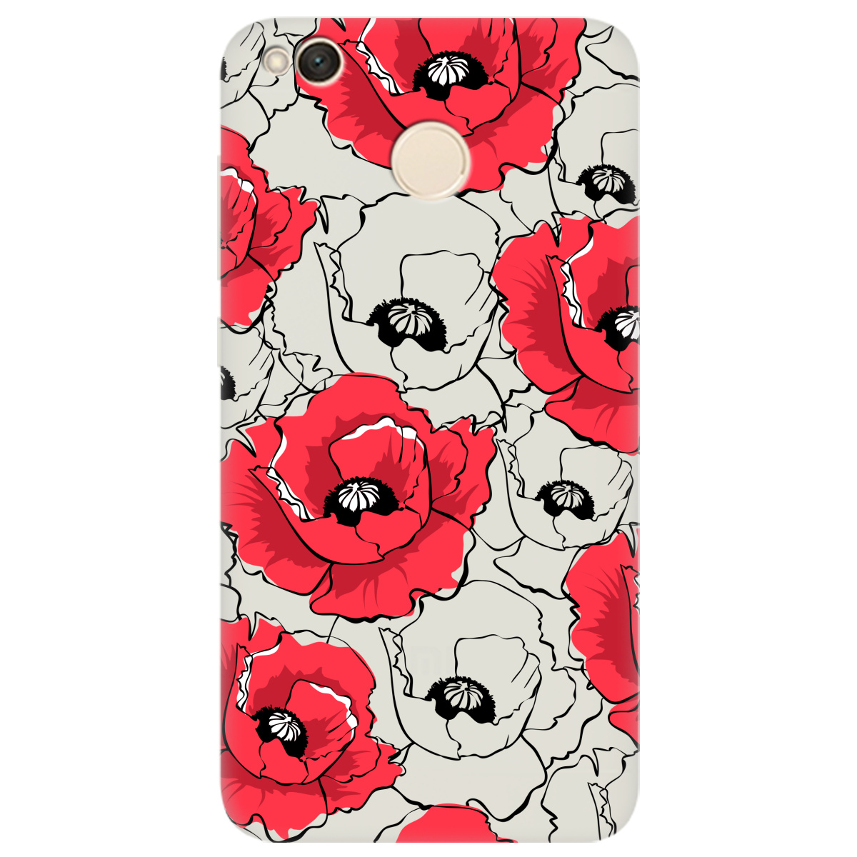 Чехол для Xiaomi Redmi 4X полупрозрачный матовый soft touch Red poppy - фото 1