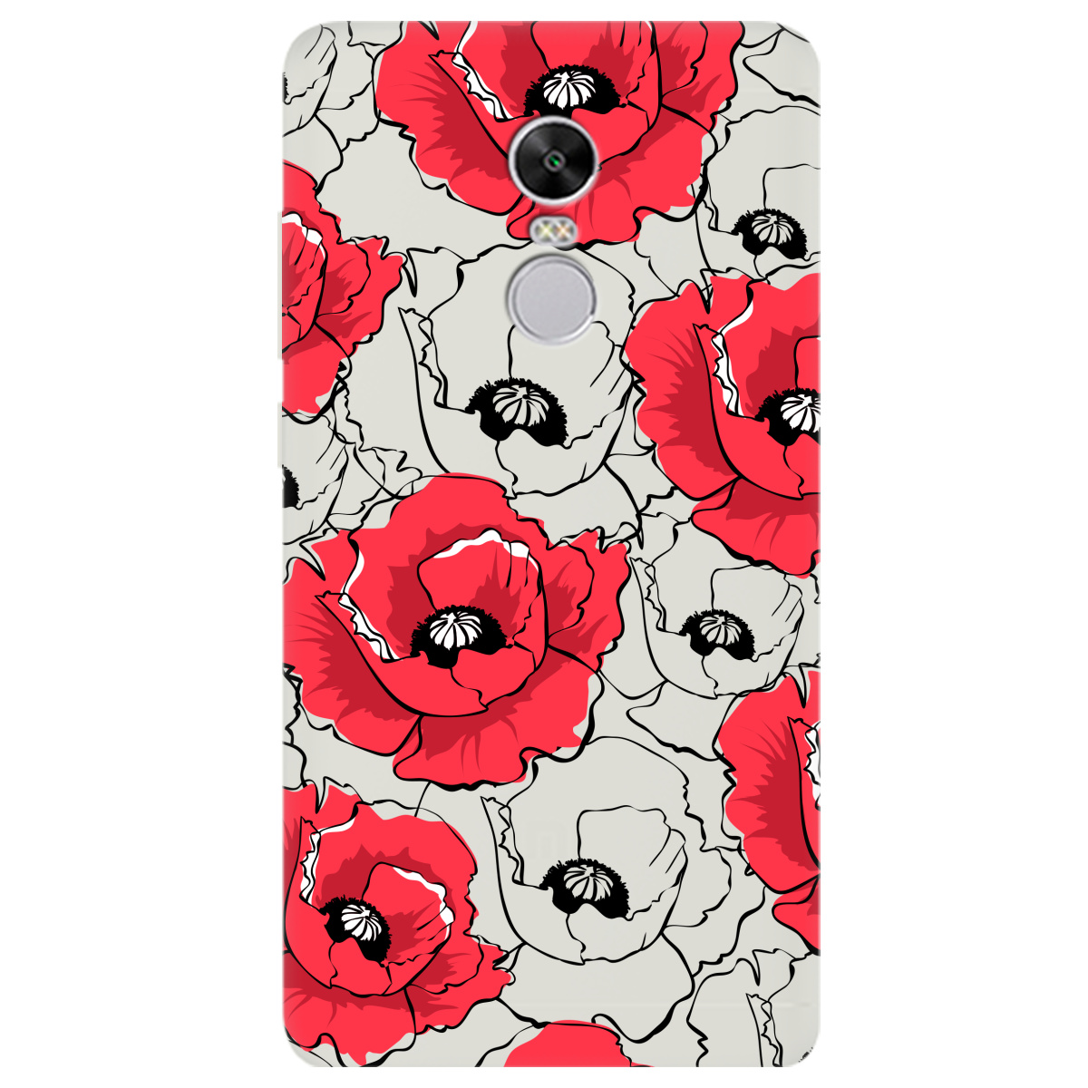 Чехол для Xiaomi Redmi Note 4X полупрозрачный матовый soft touch Red poppy - фото 1
