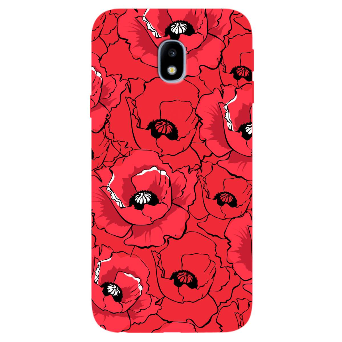 Чехол для Samsung Galaxy J3 2017 ярко-красный матовый soft touch Red poppy - фото 1