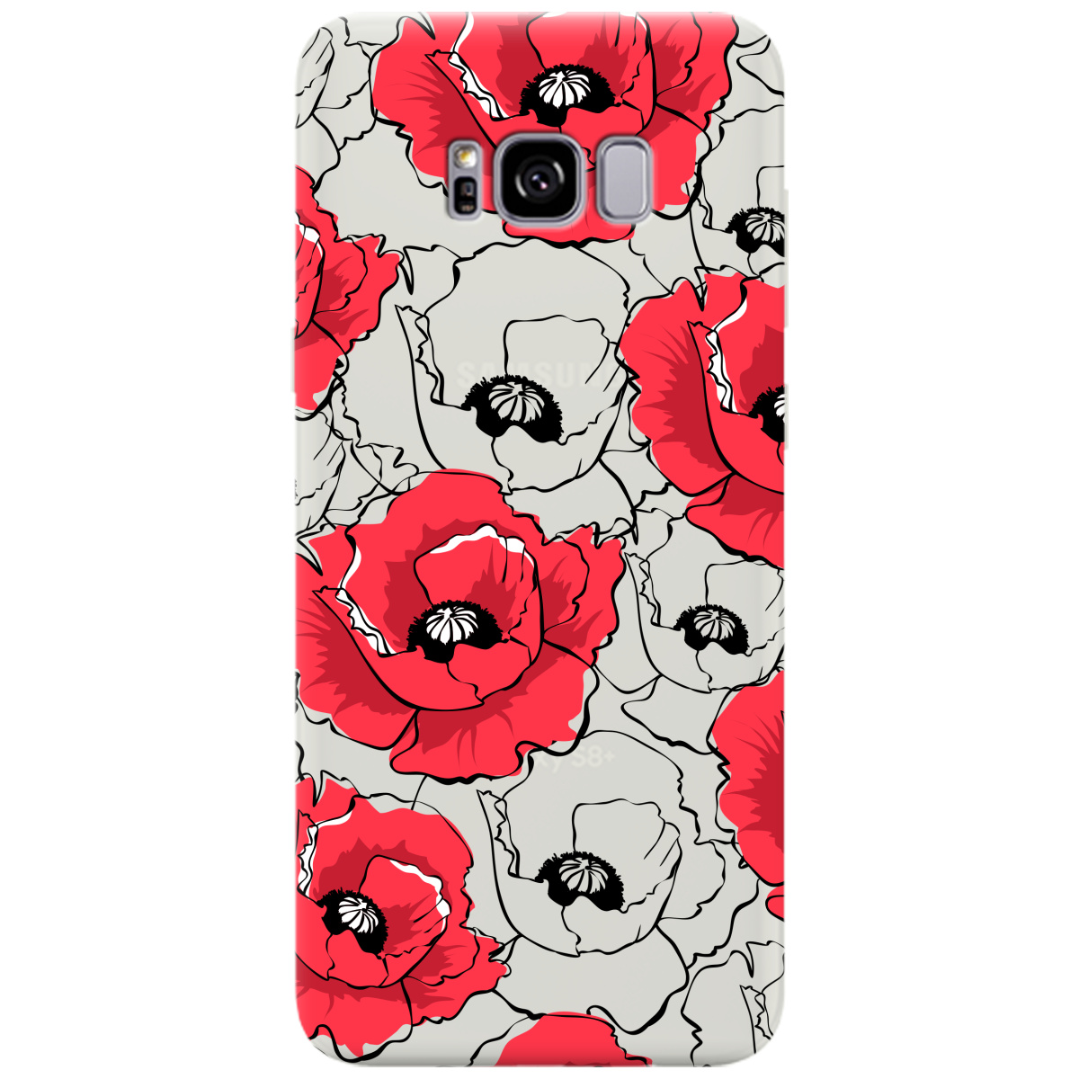 Чехол для Samsung Galaxy S8 Plus полупрозрачный матовый soft touch Red poppy - фото 1