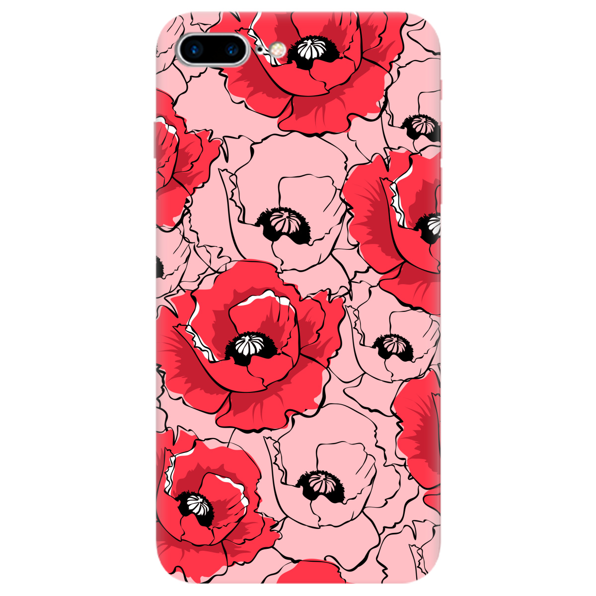 Чехол для Apple iPhone 8 Plus нежно-розовый матовый soft touch Red poppy - фото 1
