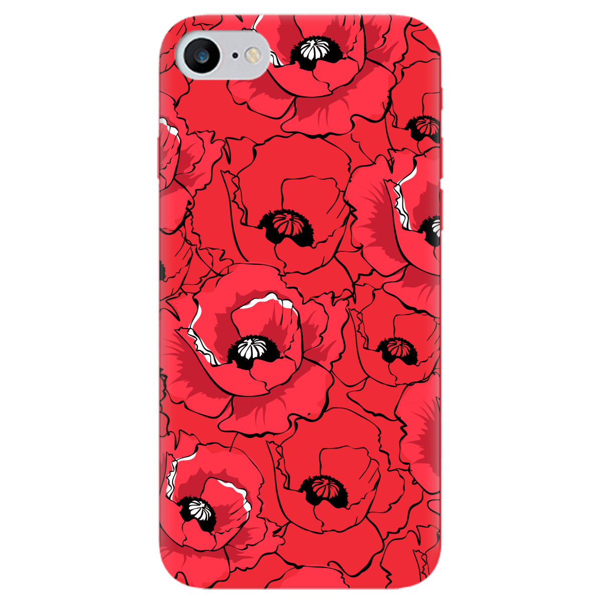Чехол для Apple iPhone 8 ярко-красный матовый soft touch Red poppy - фото 1