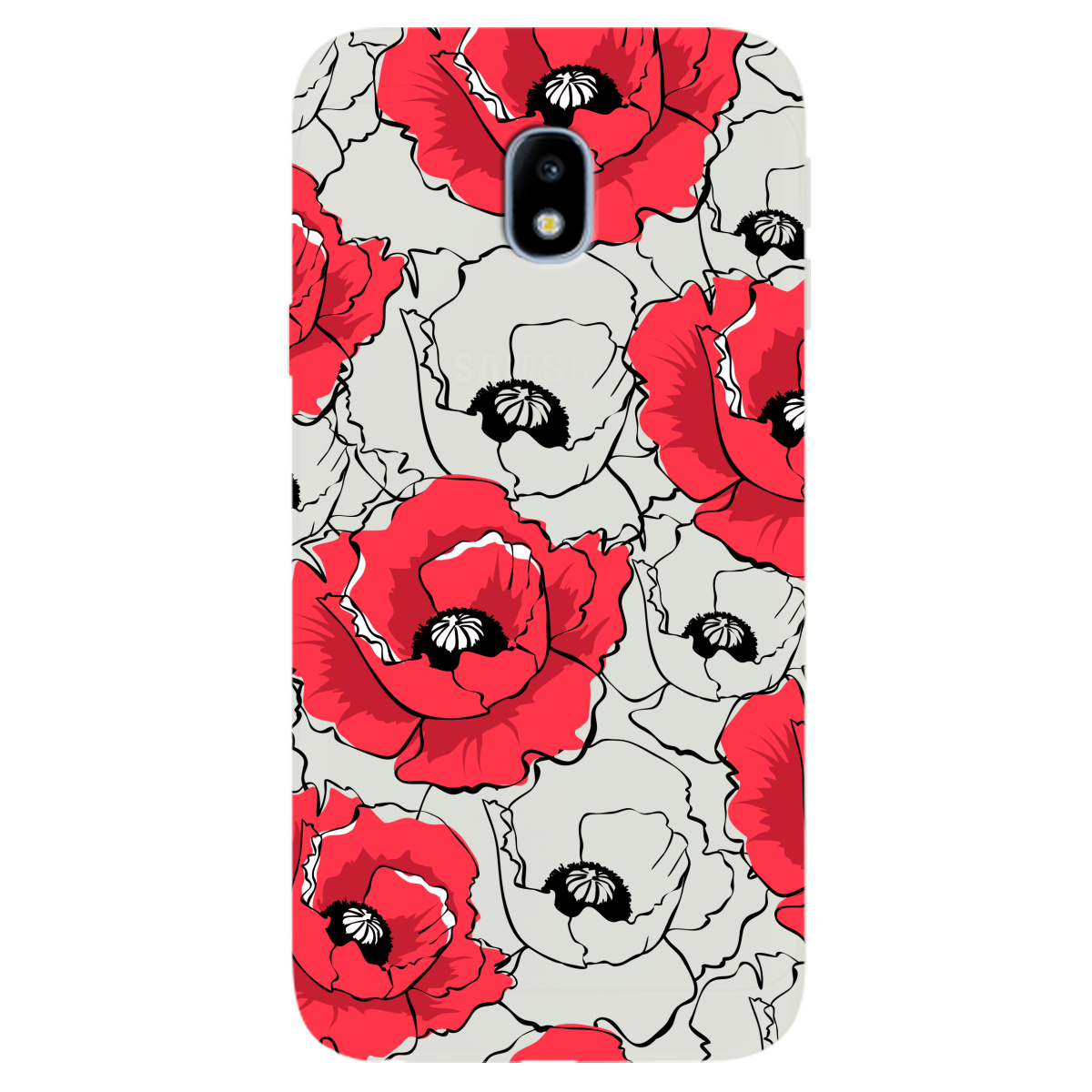 Чохол для Samsung Galaxy J3 2017 напівпрозорий матовий soft touch Red poppy - фото 1
