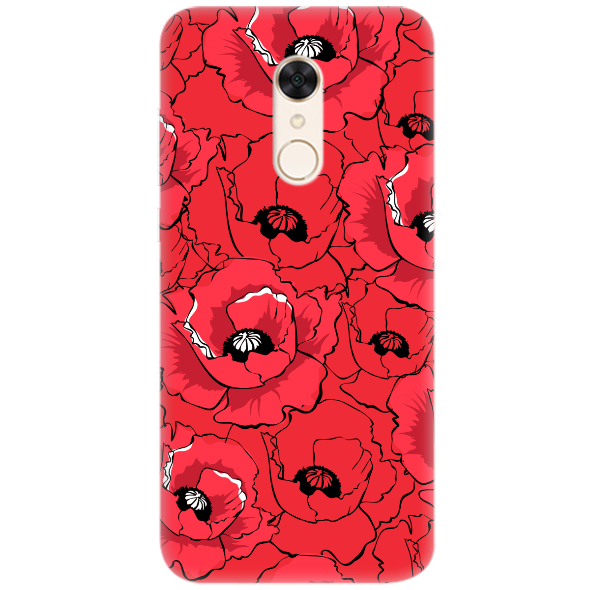 Чехол для Xiaomi Redmi 5 ярко-красный матовый soft touch Red poppy - фото 1