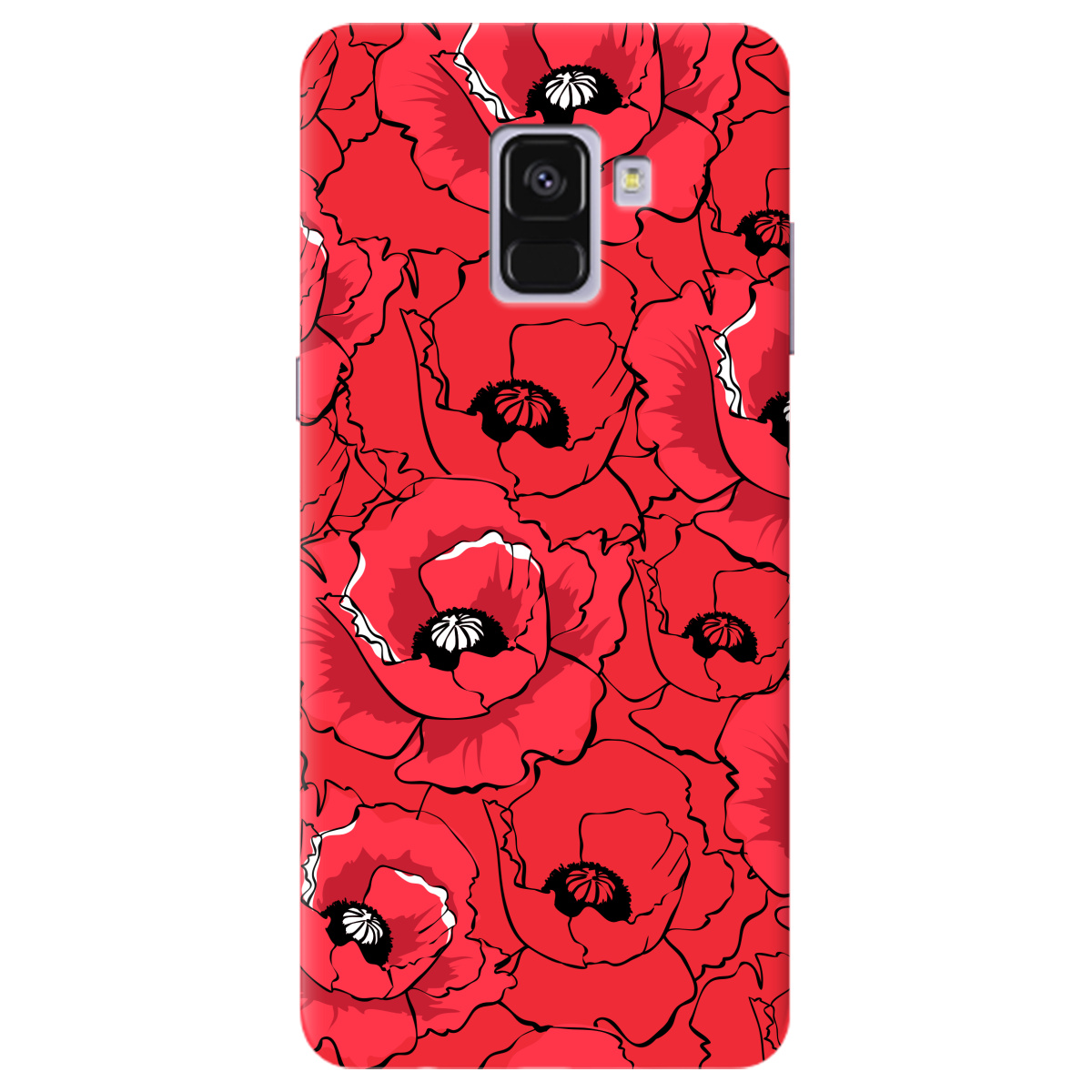 Чехол для Samsung Galaxy A8 2018 ярко-красный матовый soft touch Red poppy - фото 1