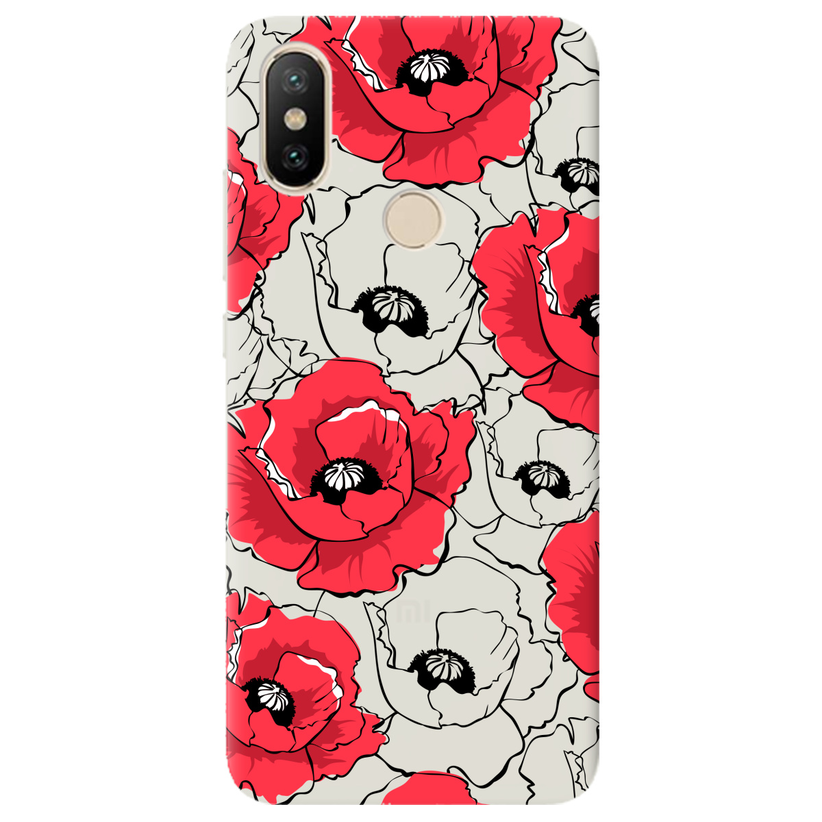 Чохол для Xiaomi Mi A2 Mi 6X напівпрозорий матовий soft touch Red poppy - фото 1