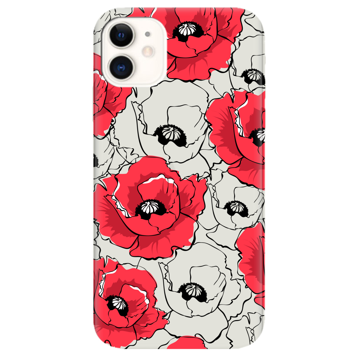 Чохол для Apple iPhone 11 напівпрозорий матовий soft touch Red poppy - фото 1