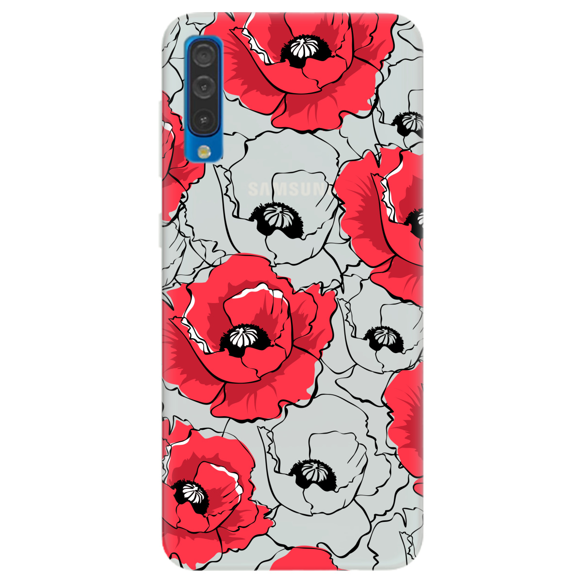 Чохол для Samsung Galaxy A50s напівпрозорий матовий soft touch Red poppy - фото 1