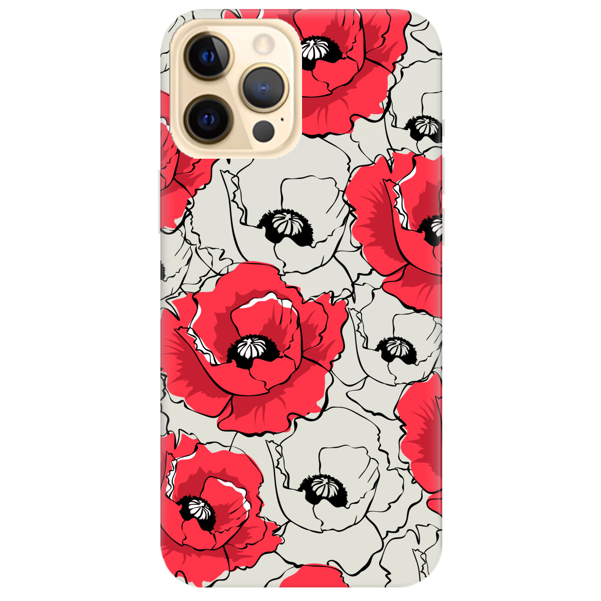 Чохол для Apple iPhone 12 Pro напівпрозорий матовий soft touch Red poppy - фото 1