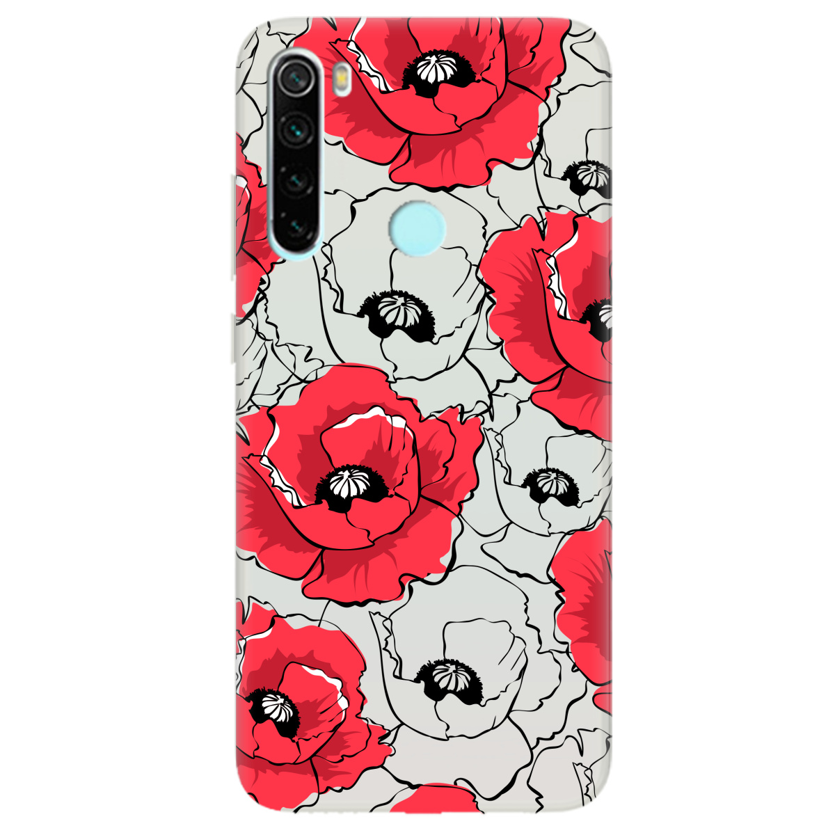 Чохол для Xiaomi Redmi Note 8T напівпрозорий матовий soft touch Red poppy - фото 1