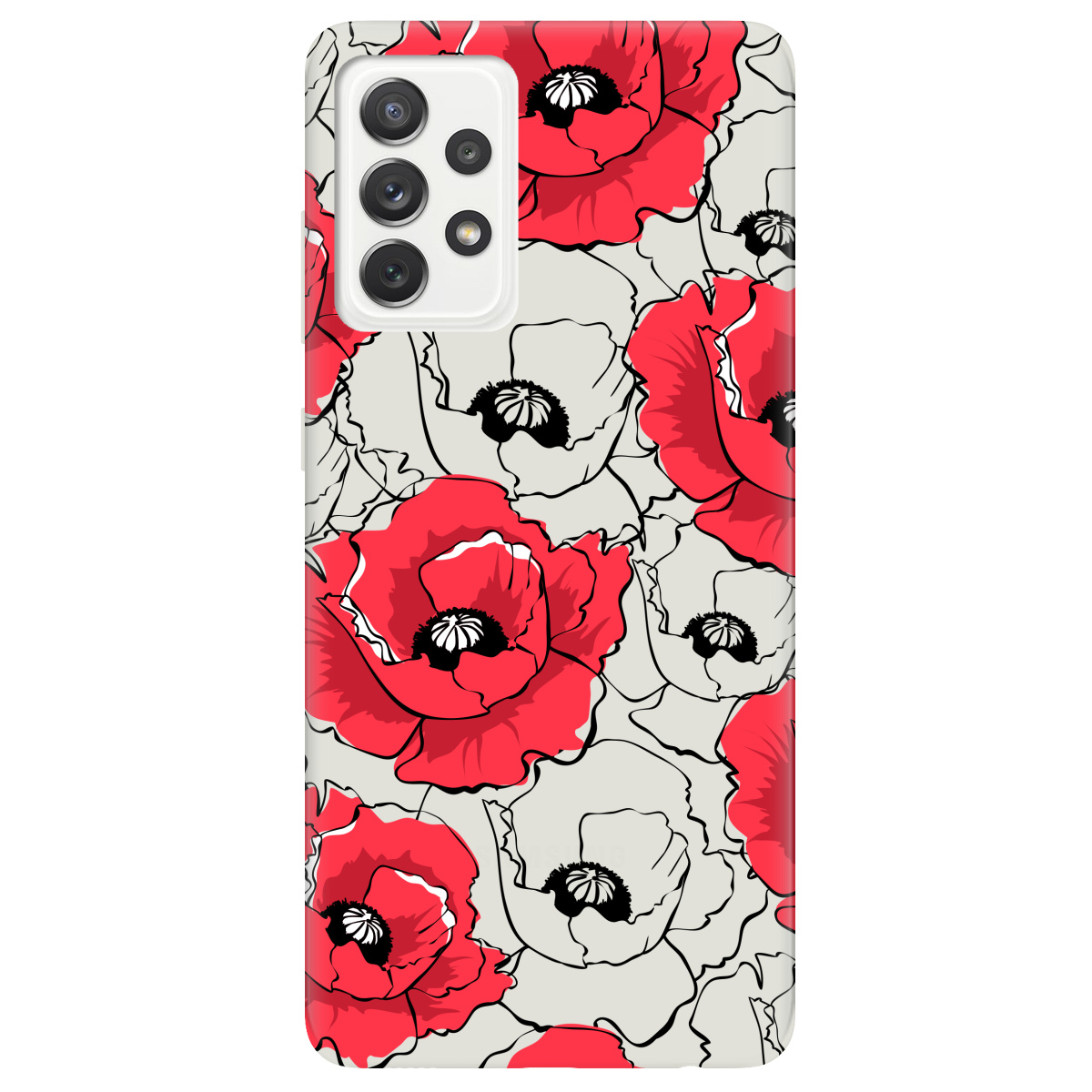 Чехол для Samsung Galaxy A72 полупрозрачный матовый soft touch Red poppy - фото 1