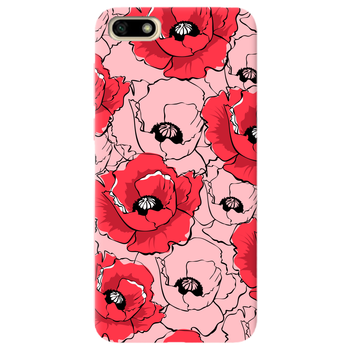 Чохол для Huawei Y5 2018 ніжно-рожевий матовий soft touch Red poppy - фото 1