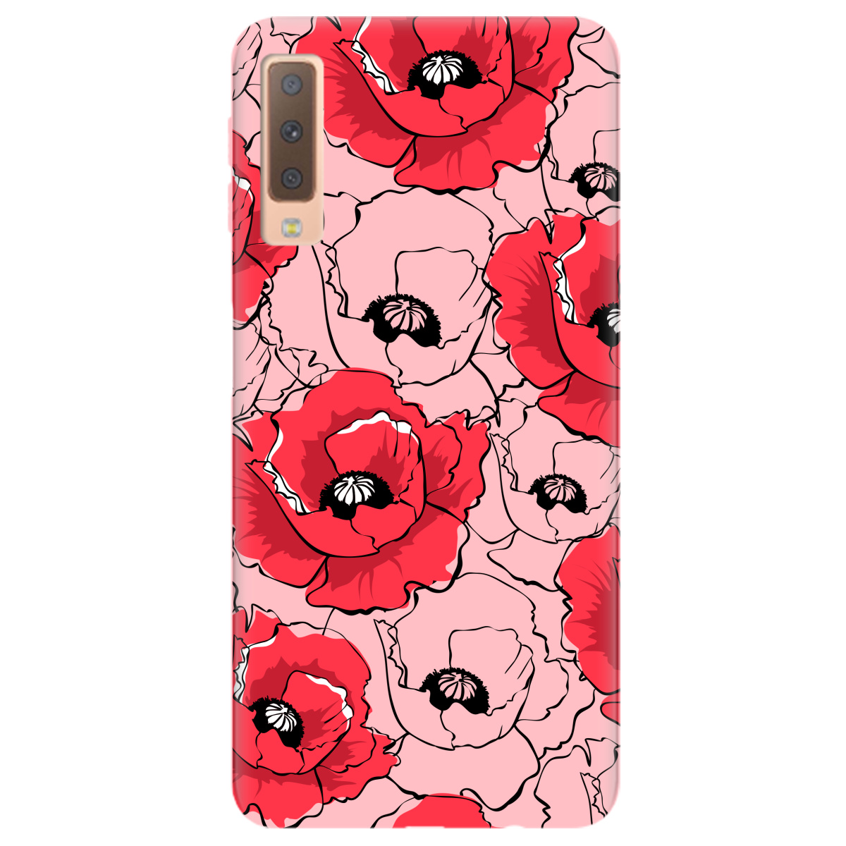 Чехол для Samsung Galaxy A7 2018 нежно-розовый матовый soft touch Red poppy - фото 1