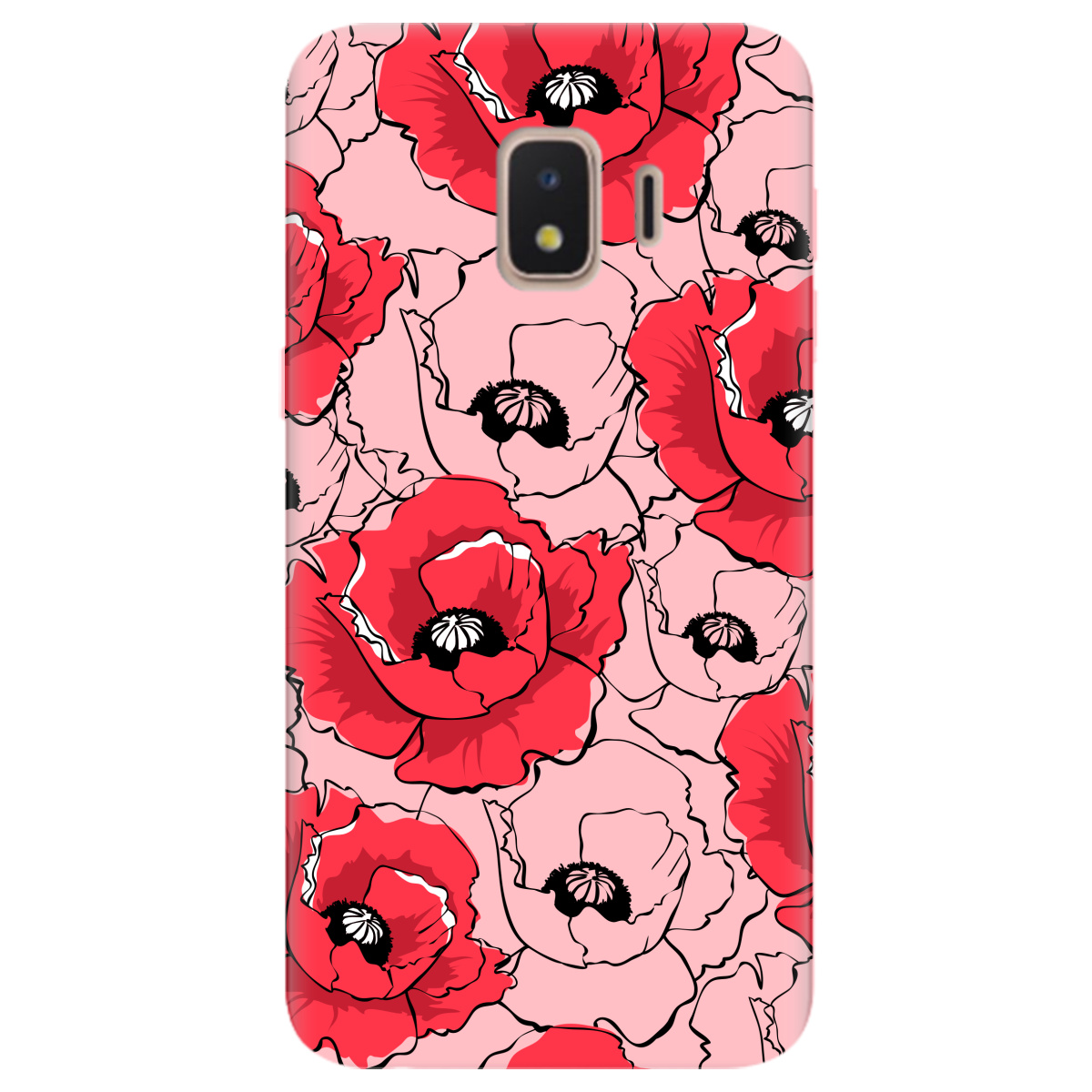 Чехол для Samsung Galaxy J2 Core 2018 нежно-розовый матовый soft touch Red poppy - фото 1