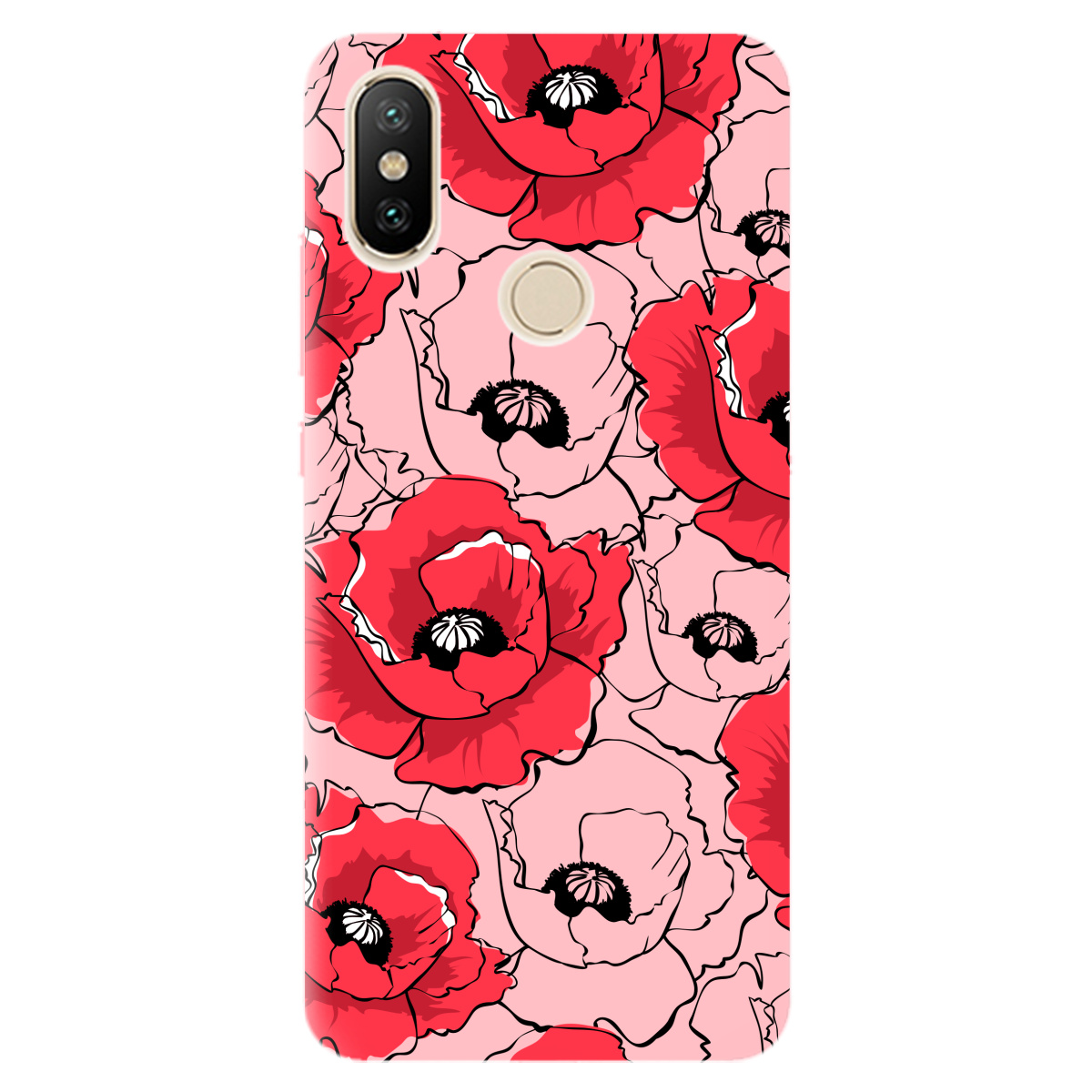 Чохол для Xiaomi Redmi 6 Pro ніжно-рожевий матовий soft touch Red poppy - фото 1