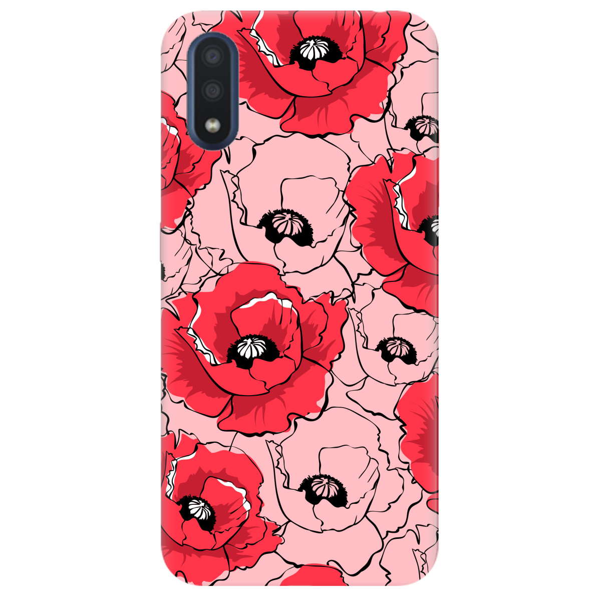Чехол для Samsung Galaxy M01 нежно-розовый матовый soft touch Red poppy - фото 1