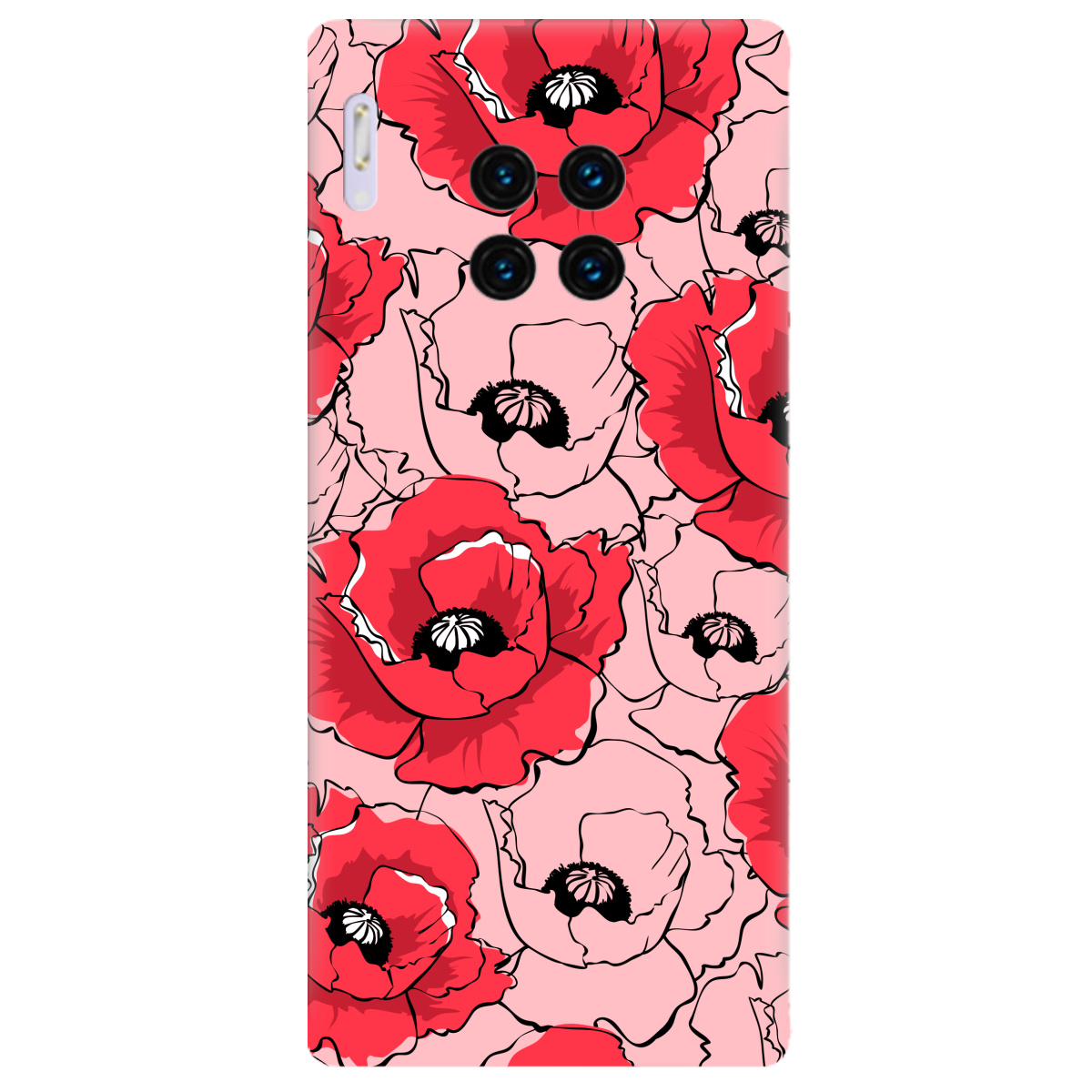 Чехол для Huawei Mate 30 Pro нежно-розовый матовый soft touch Red poppy - фото 1