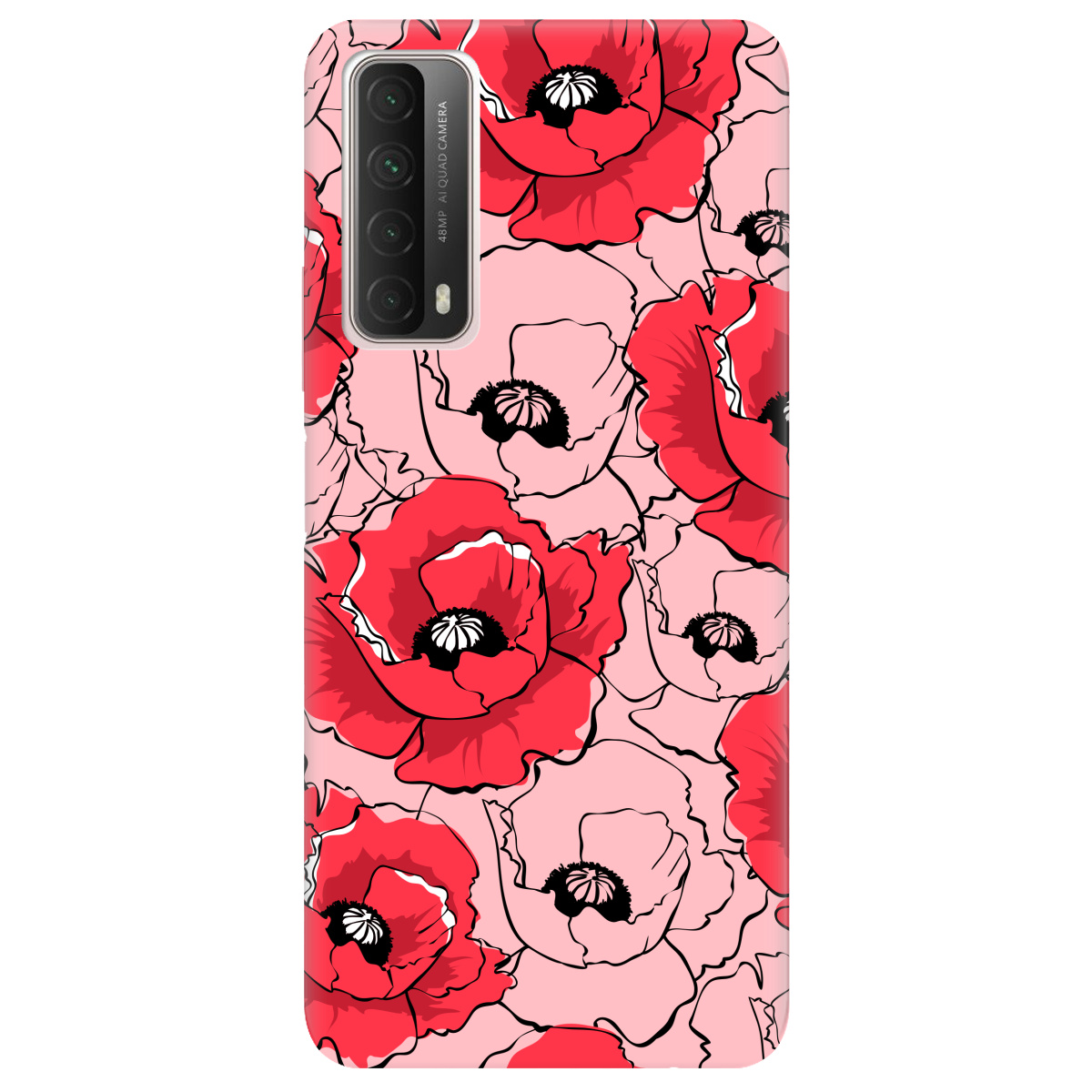 Чехол для Huawei P Smart 2021 нежно-розовый матовый soft touch Red poppy - фото 1