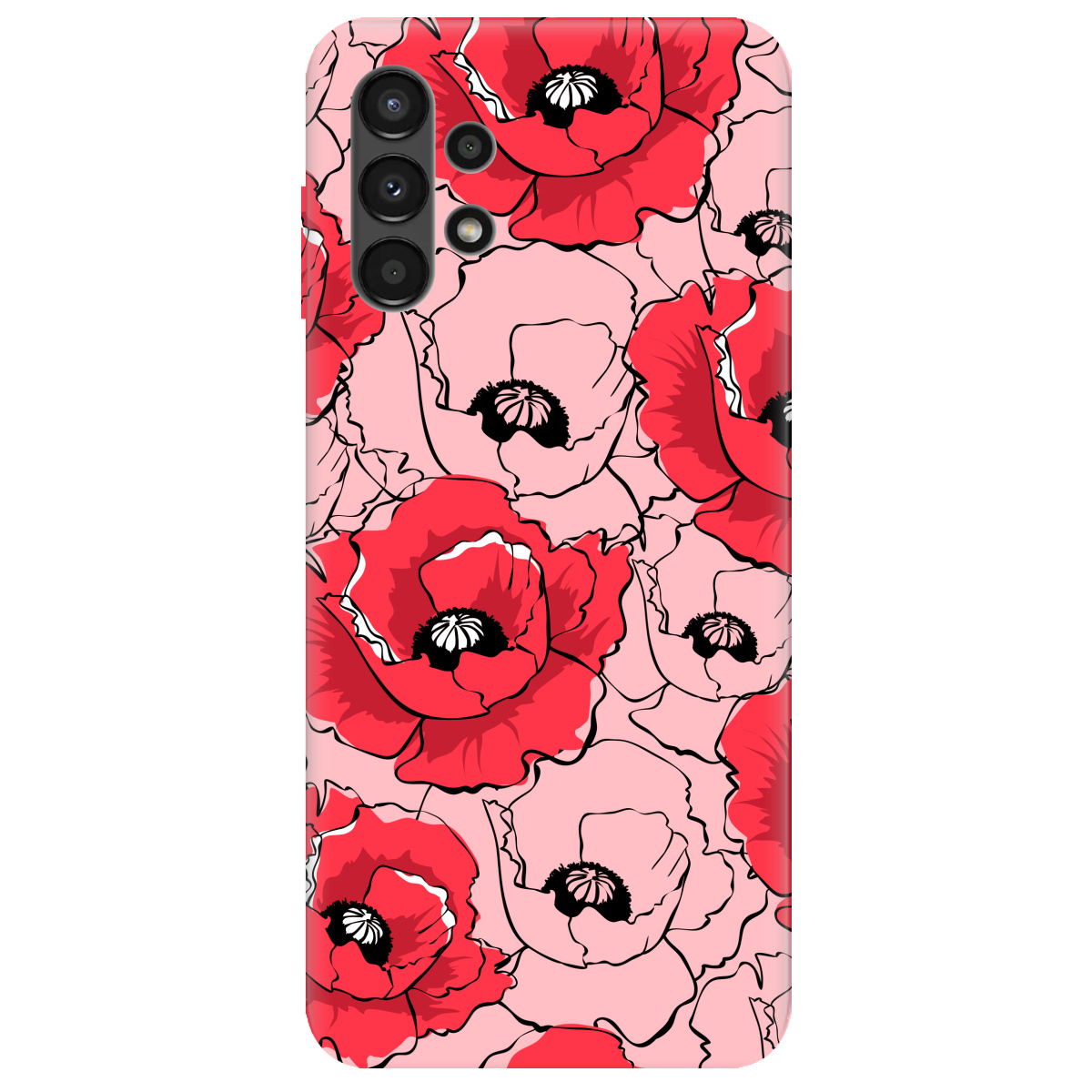 Чехол для Samsung Galaxy A13 4G нежно-розовый матовый soft touch Red poppy - фото 1