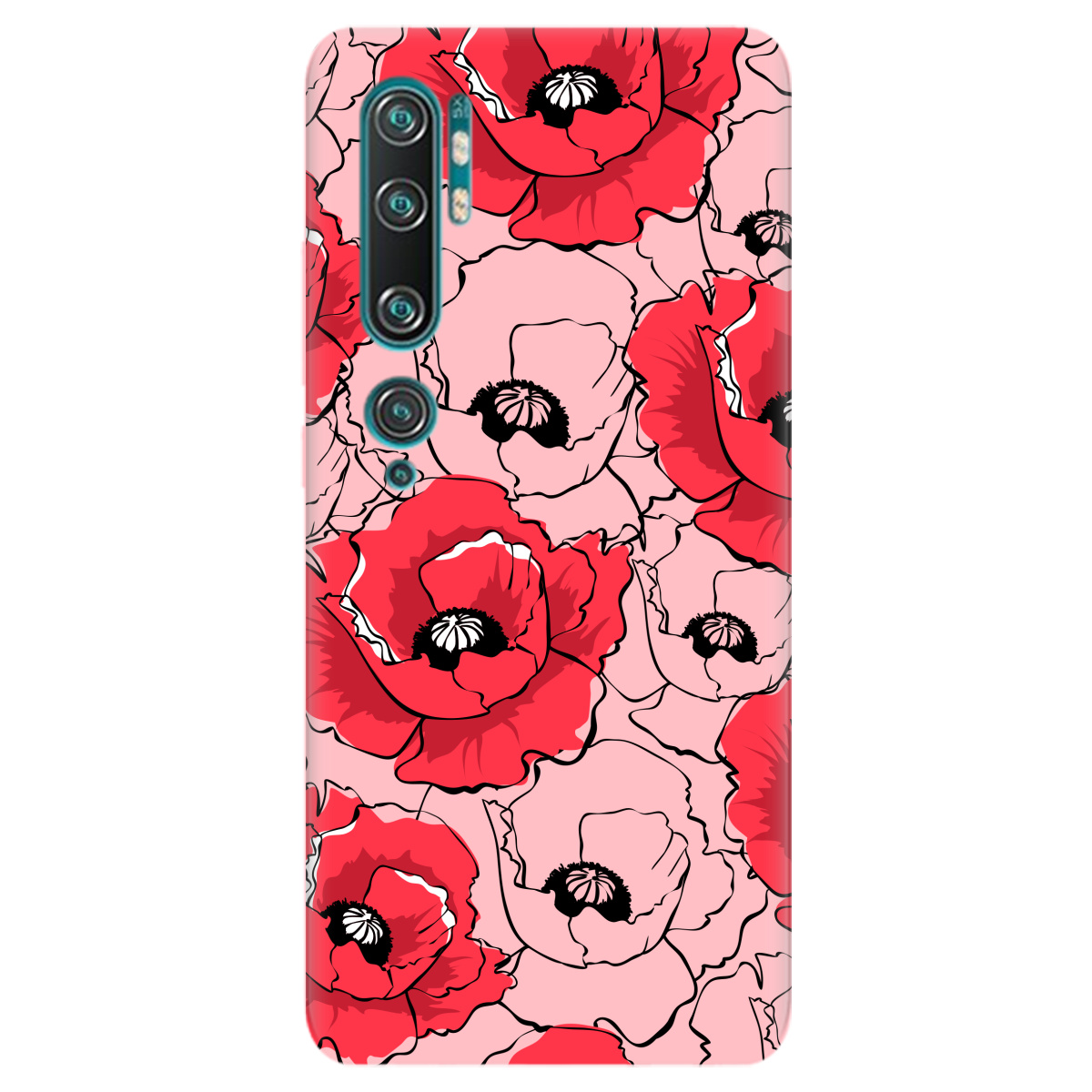 Чехол для Xiaomi Mi Note 10 Pro нежно-розовый матовый soft touch Red poppy - фото 1