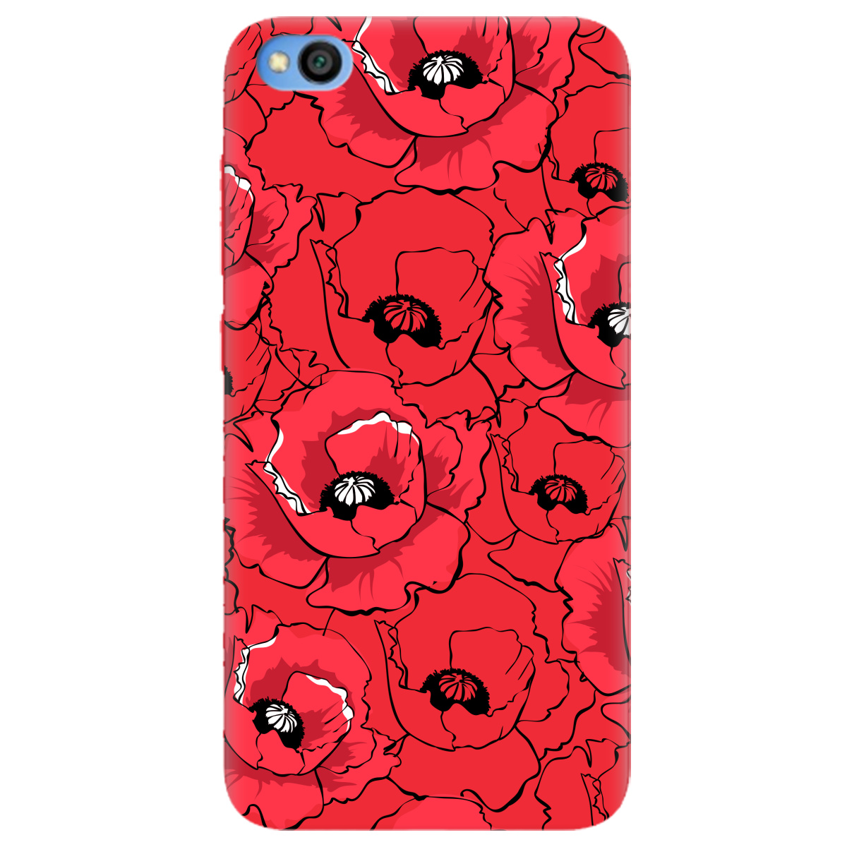 Чехол для Xiaomi Redmi Go ярко-красный матовый soft touch Red poppy - фото 1