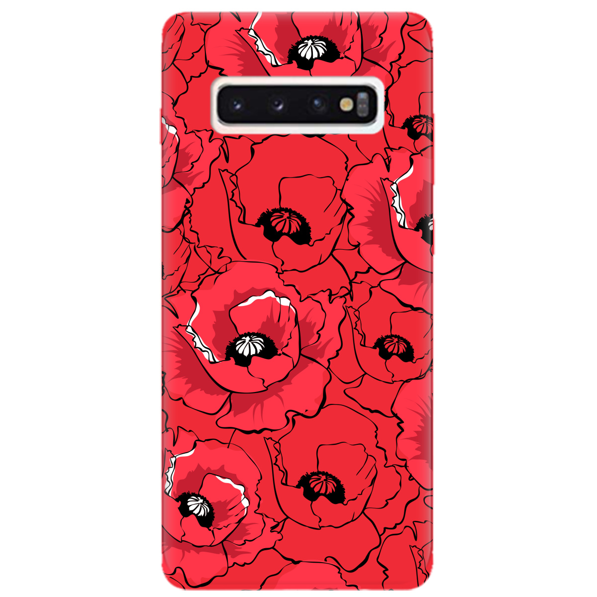 Чехол для Samsung Galaxy S10 ярко-красный матовый soft touch Red poppy - фото 1