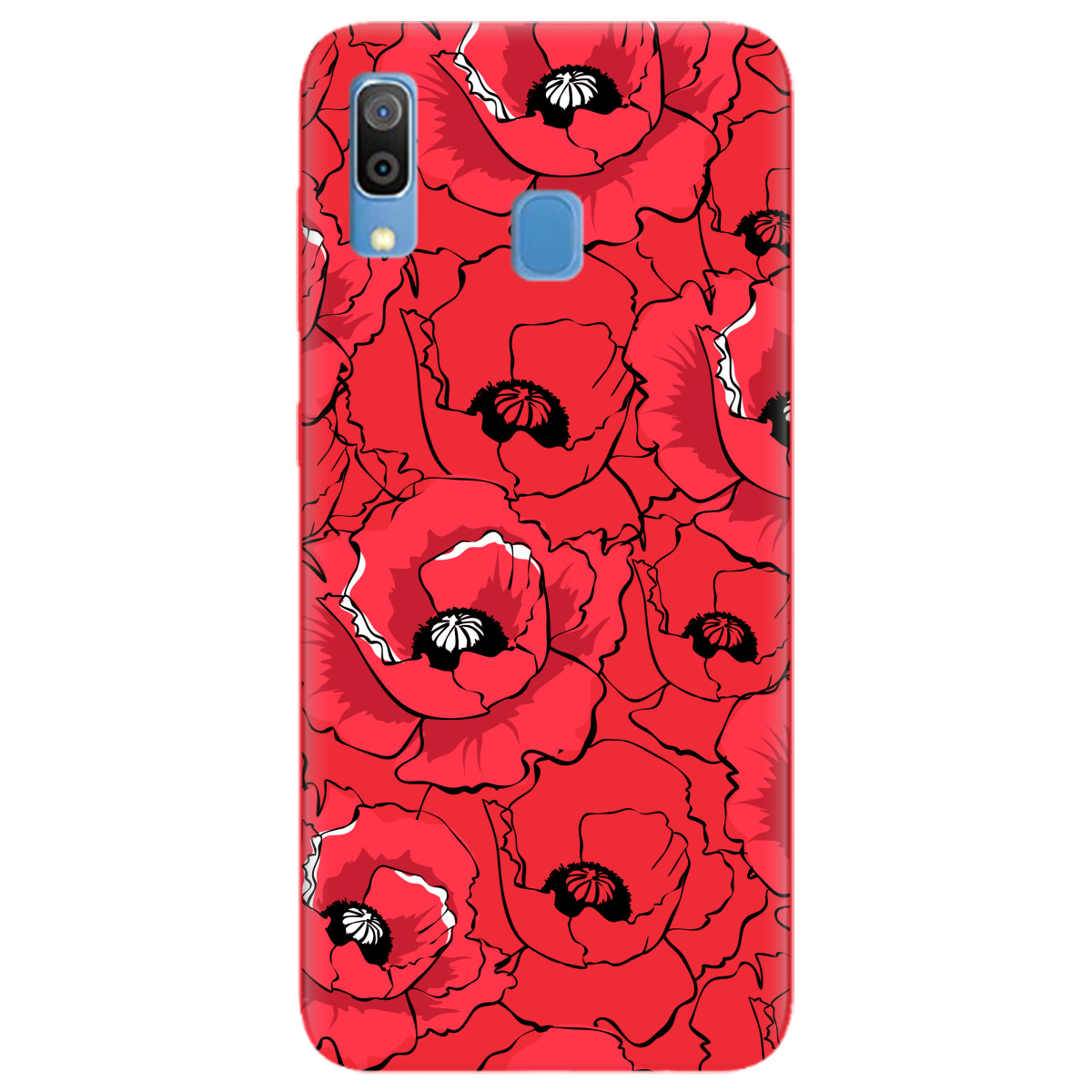 Чехол для Samsung Galaxy A20 ярко-красный матовый soft touch Red poppy - фото 1