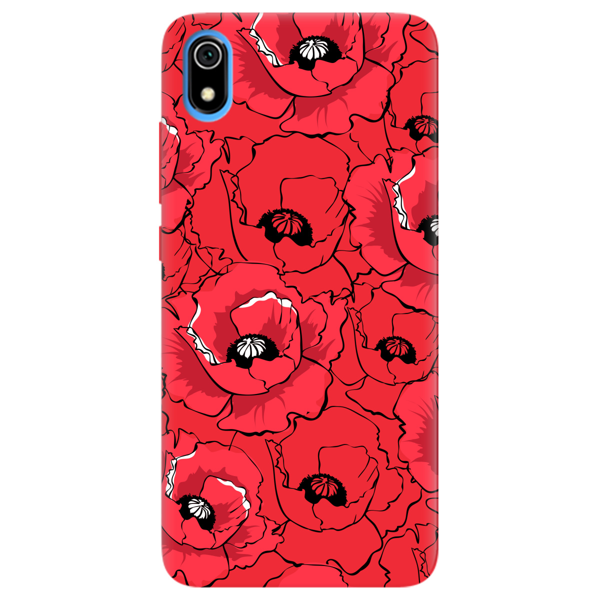 Чехол для Xiaomi Redmi 7A ярко-красный матовый soft touch Red poppy - фото 1