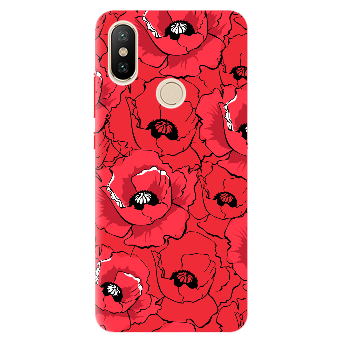 Чехол для Xiaomi Redmi 6 Pro ярко-красный матовый soft touch Red poppy - фото 1