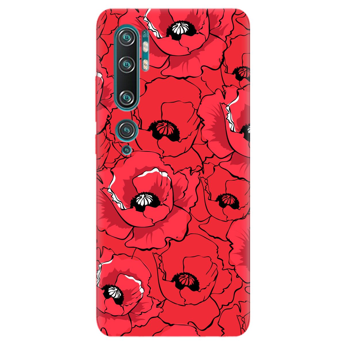 Чехол для Xiaomi Mi Note 10 ярко-красный матовый soft touch Red poppy - фото 1