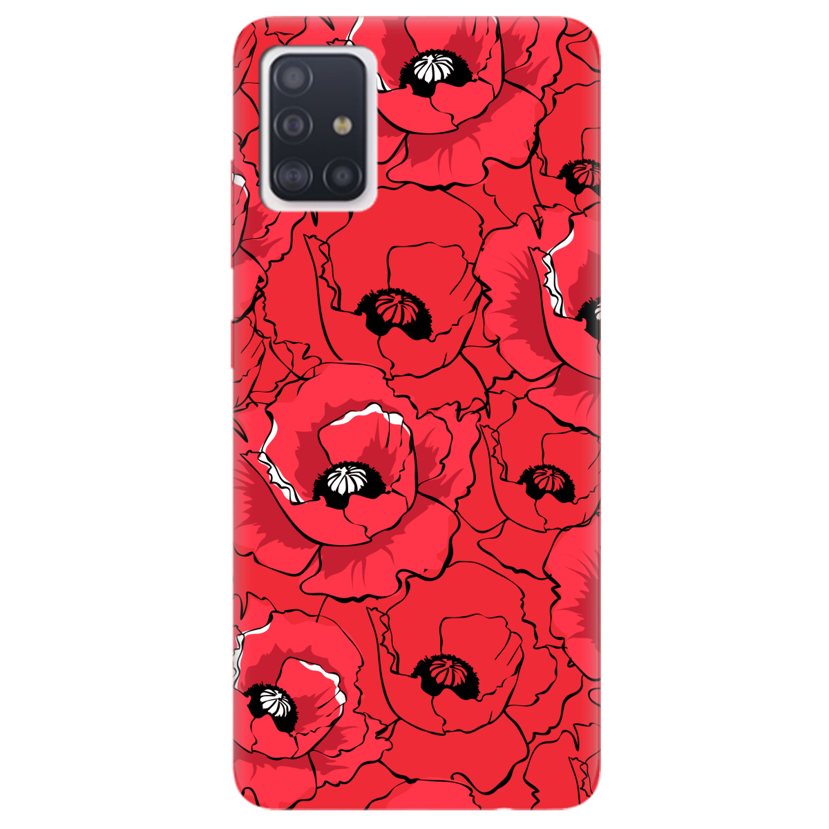 Чехол для Samsung Galaxy A71 ярко-красный матовый soft touch Red poppy - фото 1