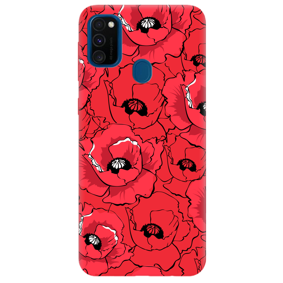 Чехол для Samsung Galaxy M21 ярко-красный матовый soft touch Red poppy - фото 1