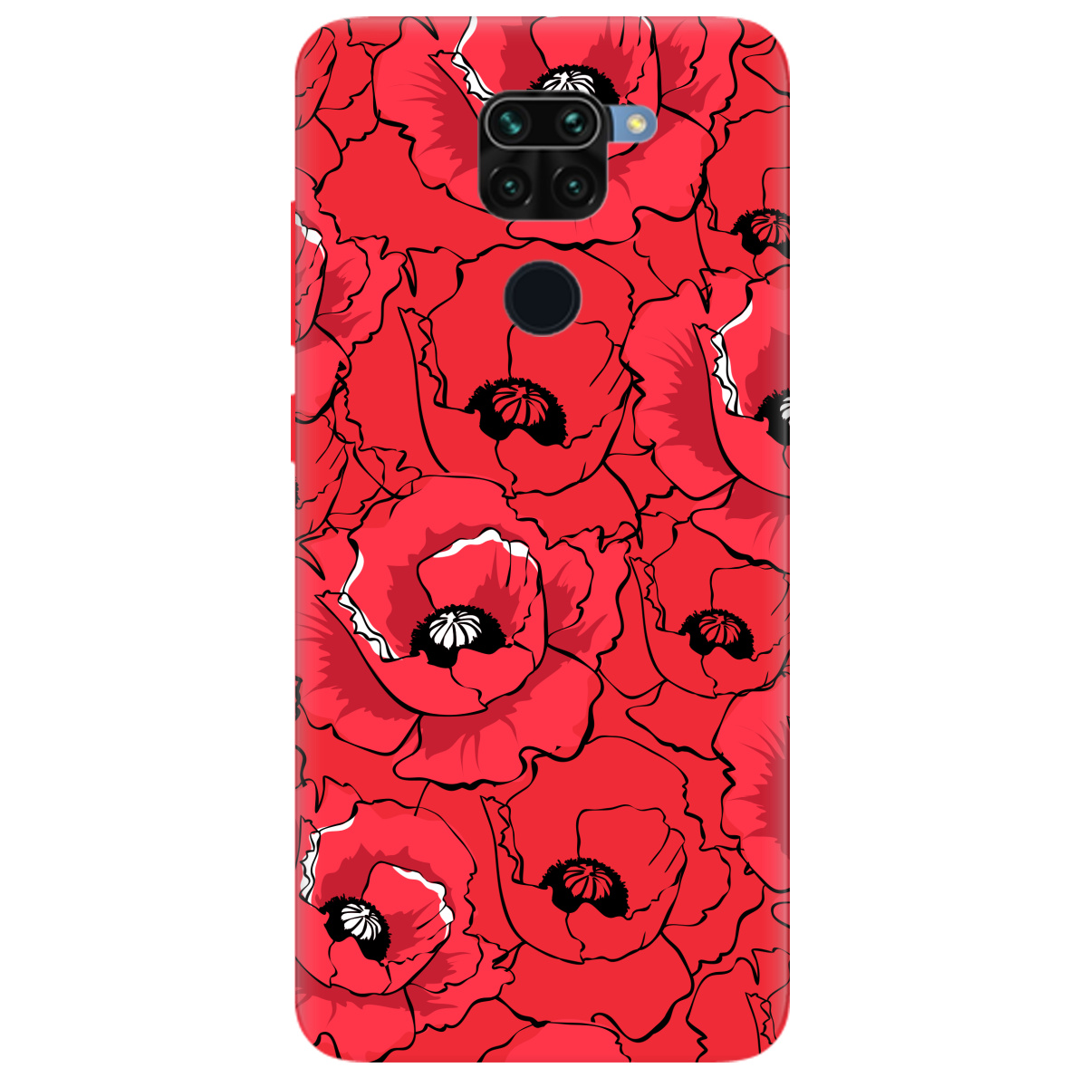 Чехол для Xiaomi Redmi Note 9 ярко-красный матовый soft touch Red poppy - фото 1