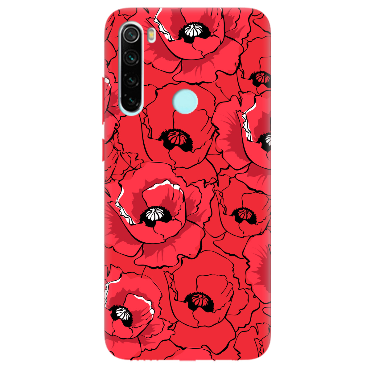 Чехол для Xiaomi Redmi Note 8T ярко-красный матовый soft touch Red poppy - фото 1