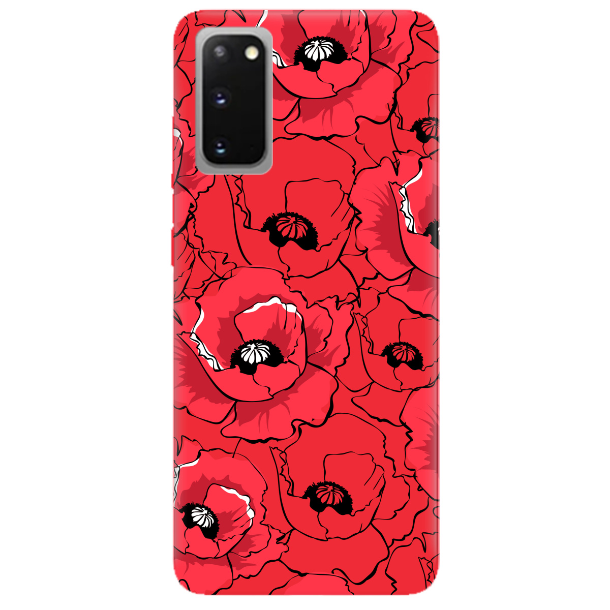 Чехол для Samsung Galaxy S20 ярко-красный матовый soft touch Red poppy - фото 1