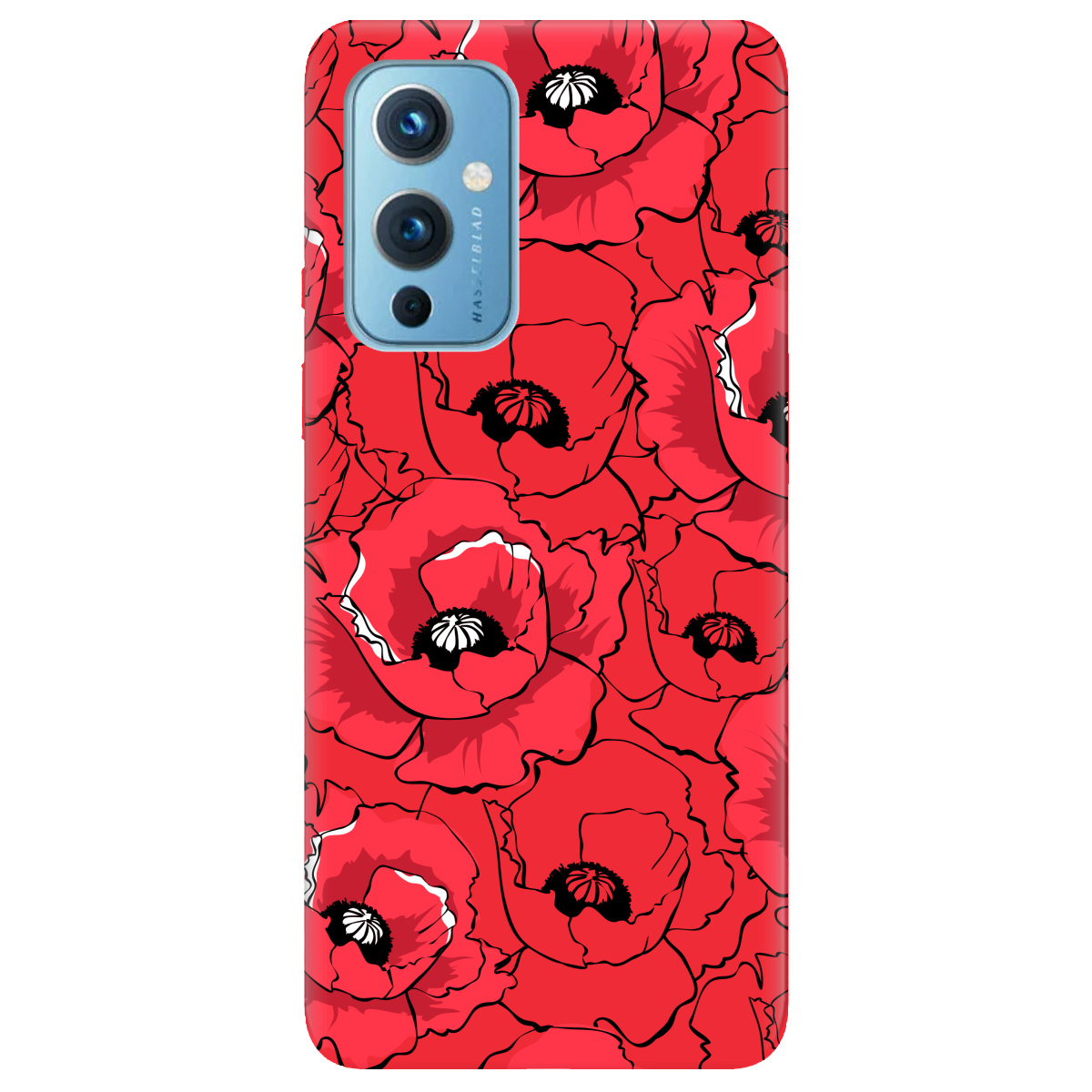 Чехол для OnePlus 9 ярко-красный матовый soft touch Red poppy - фото 1