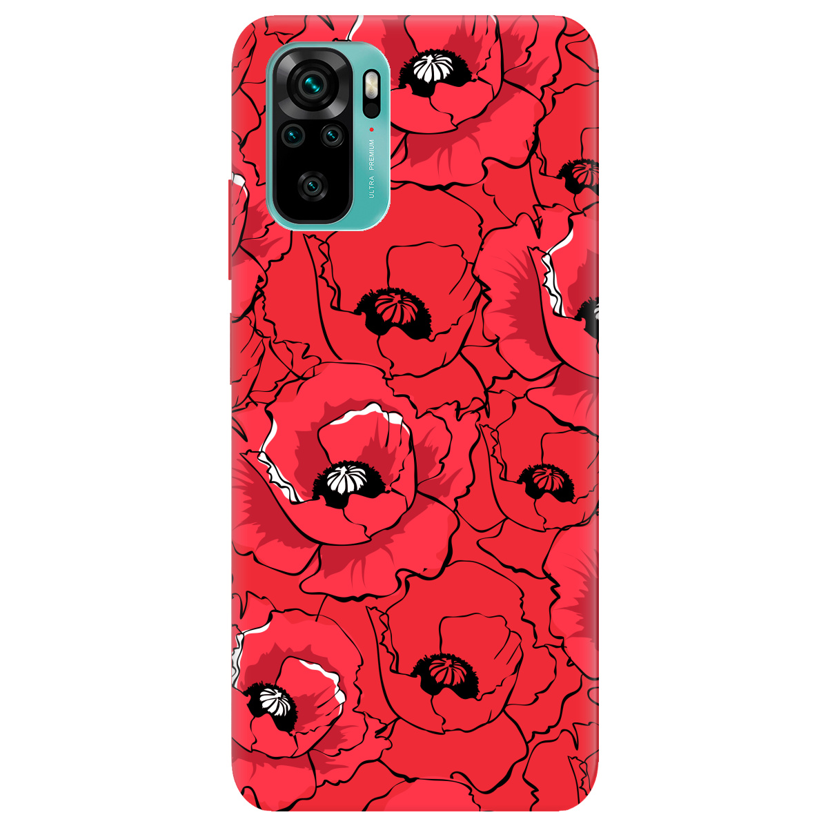 Чехол для Xiaomi Redmi Note 10s ярко-красный матовый soft touch Red poppy - фото 1