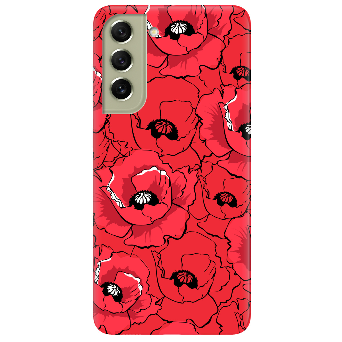 Чехол для Samsung Galaxy S21 FE ярко-красный матовый soft touch Red poppy - фото 1