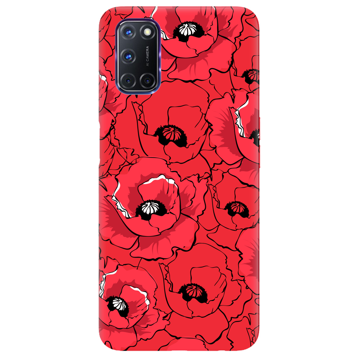 Чехол для Oppo A52/ A72/ A92 ярко-красный матовый soft touch Red poppy - фото 1
