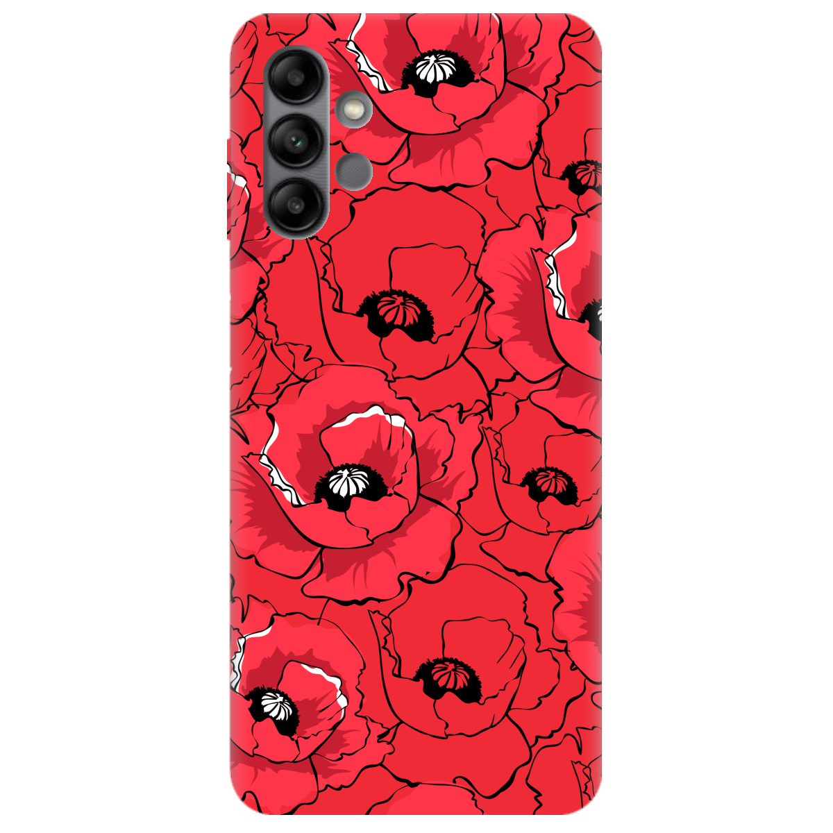 Чехол для Samsung Galaxy A04s ярко-красный матовый soft touch Red poppy - фото 1