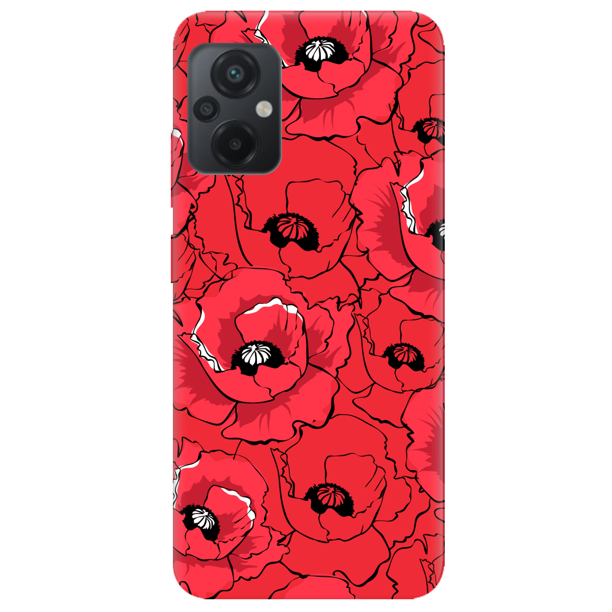 Чехол для Xiaomi Poco M5 ярко-красный матовый soft touch Red poppy - фото 1