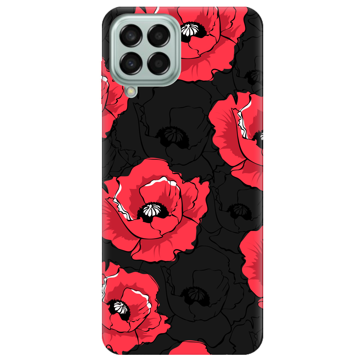 Чохол для Samsung Galaxy M53 чорний матовий soft touch Red poppy - фото 1