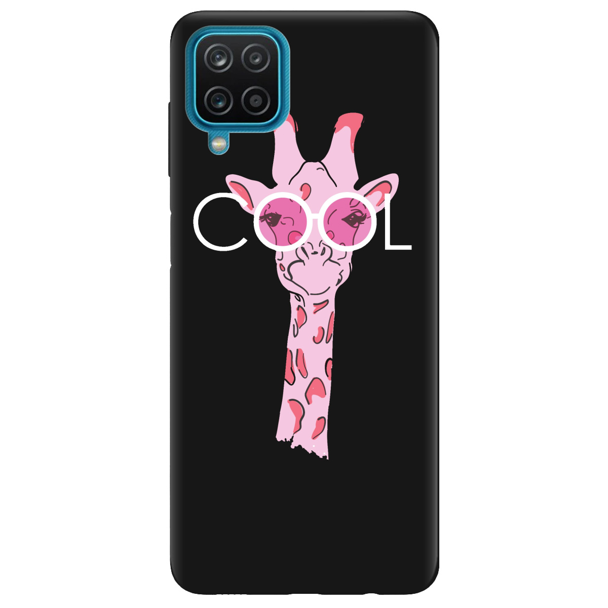 Чехол для Samsung Galaxy A12 5G черный матовый soft touch Cool giraffe - фото 1