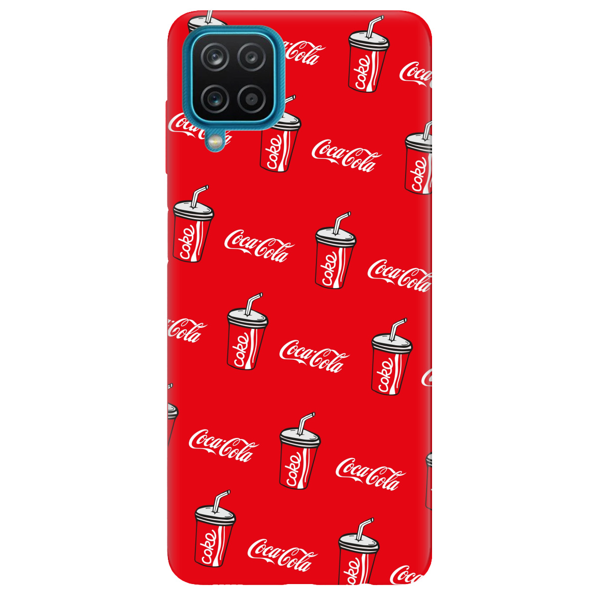 Чехол для Samsung Galaxy A12 5G ярко-красный матовый soft touch Coca Cola - фото 1