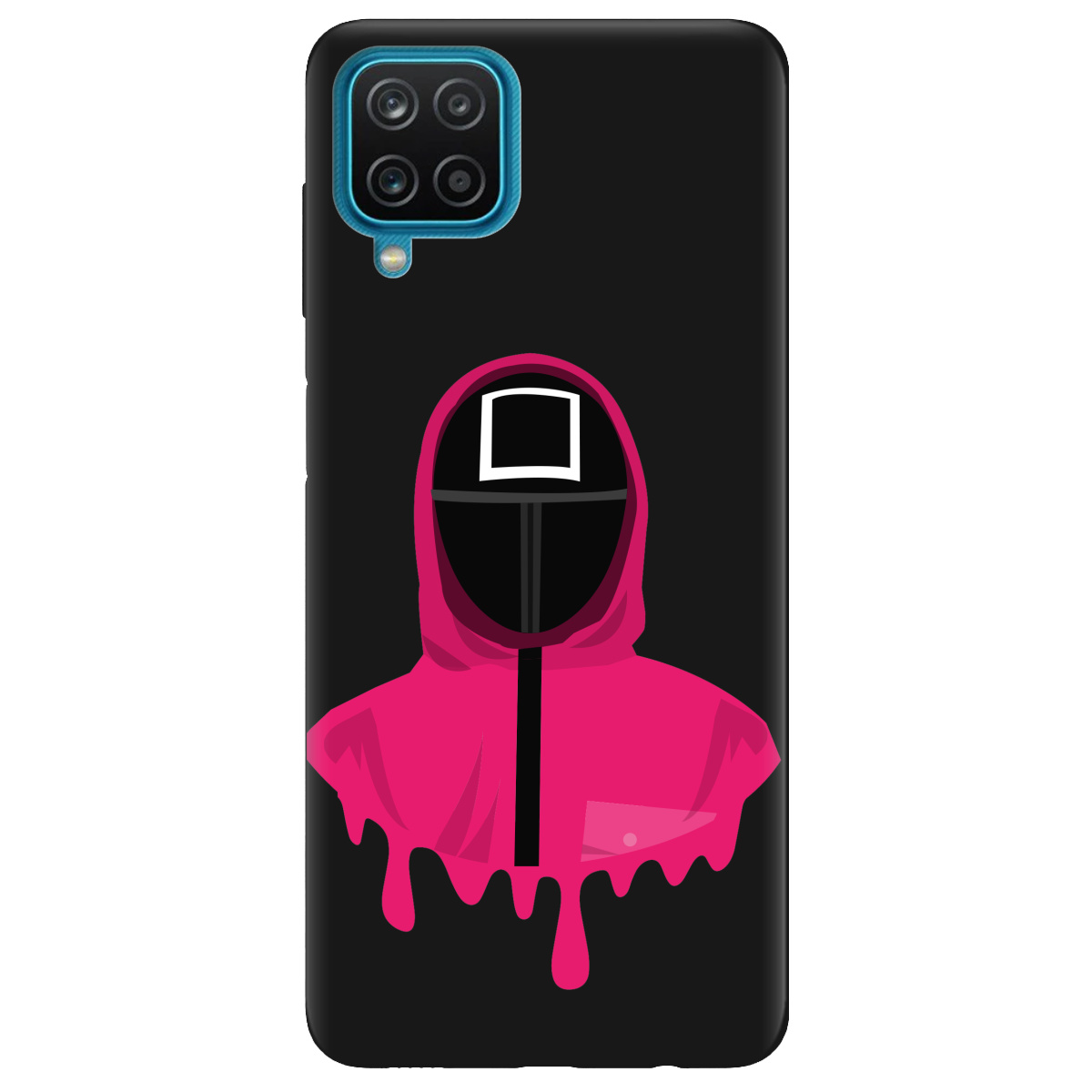 Чехол для Samsung Galaxy A12 5G черный матовый soft touch Игра в кальмара - фото 1