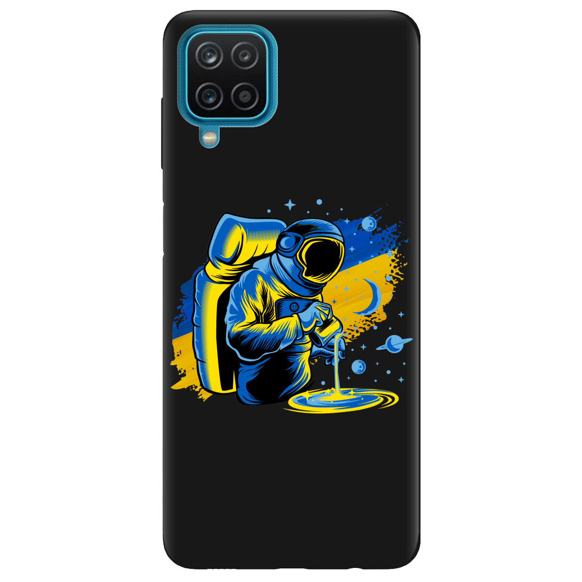 Чехол для Samsung Galaxy A12 5G черный матовый soft touch Ukrainian space - фото 1