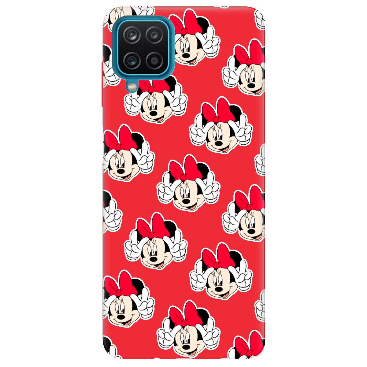 Чехол для Samsung Galaxy A12 5G ярко-красный матовый soft touch Minnie Mouse - фото 1