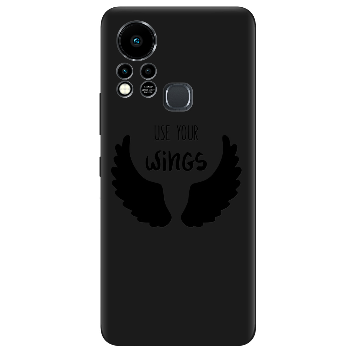 Чехол для Infinix Hot 11s черный матовый soft touch Wings - фото 1