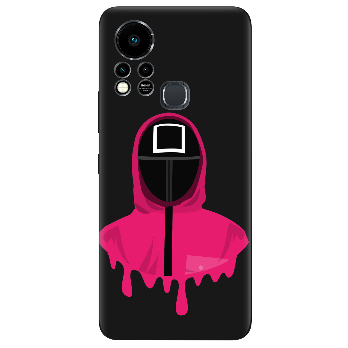 Чехол для Infinix Hot 11s черный матовый soft touch Игра в кальмара - фото 1