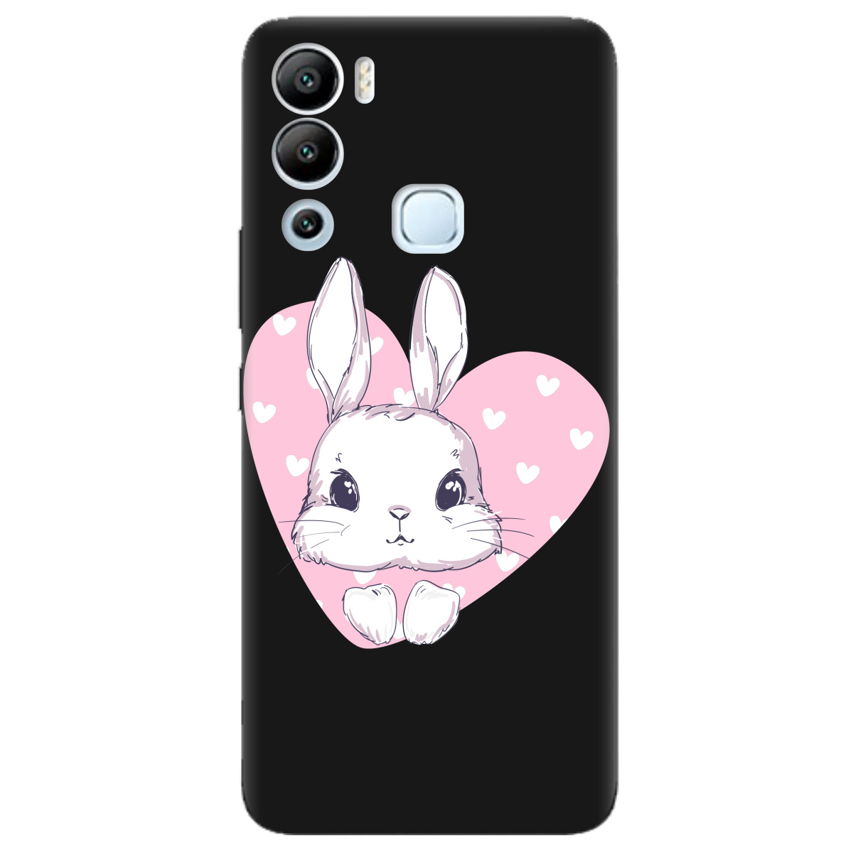 Чехол для Infinix Hot 12i черный матовый soft touch Cute bunny - фото 1